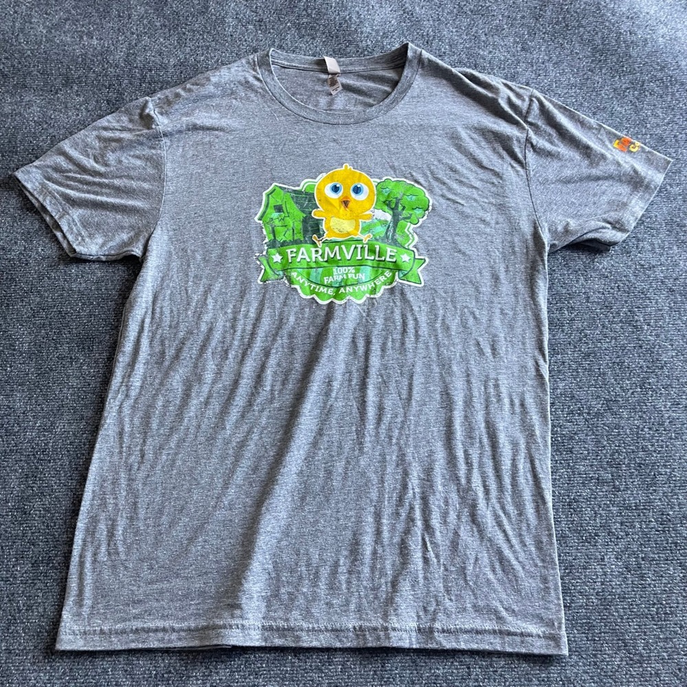 FarmVille 2 Country Escape Zynga Promo T-Shirt Mens XL Gray Graphic Tee Gaming